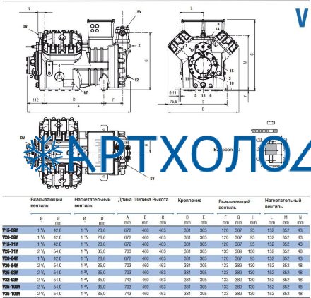 Компрессор V15-71Y (R-404A, R-507, R-134a, R-407C LBP) Frascold Компрессор V15-71Y (R-404A, R-507, R-134a, R-407C LBP) Frascold