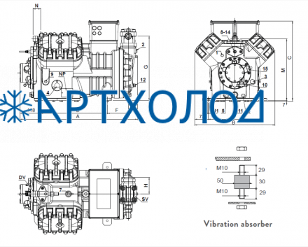 Компрессор V30-112Y (R-404A, R-507, R-134a, R-407C MBP) Frascold