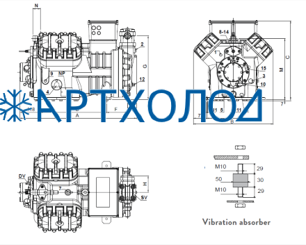 Компрессор V30-123Y (R-404A, R-507, R-134a, R-407C MBP) Frascold Компрессор V30-123Y (R-404A, R-507, R-134a, R-407C MBP) Frascold