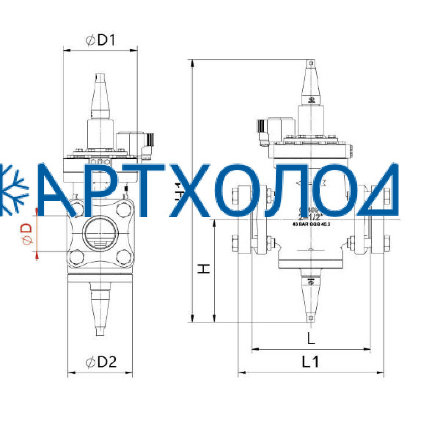 Сервоприводный клапан с пилотным управлением до себя IPRV-1N DN50 (соленоид на открытие) Dofun