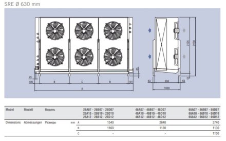 Воздушный конденсатор горизонтального типа KCE66A4-SH ECO