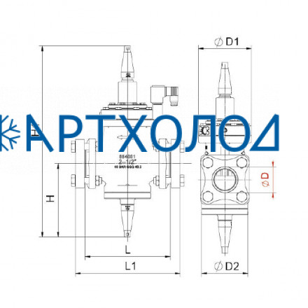 Сервоприводный клапан с пилотным управлением до себя IPRV-1C DN25 (соленоид на закрытие)  Dofun