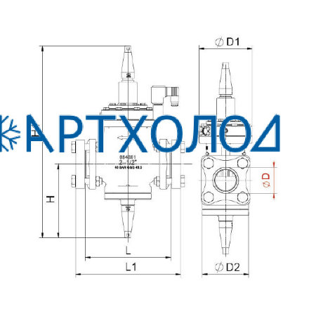 Сервоприводный клапан с пилотным управлением до себя IPRV-1C DN50 (соленоид на закрытие)  Dofun