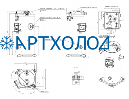 Компрессор спиральный RCL38E4LT8CA (141R9548) Ридан
