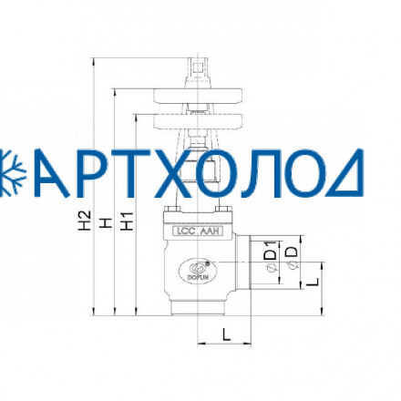 Обратно-запорный клапан SCV-HA DN40 63 бар, угловой (комплектация с маховиком) Dofun Обратно-запорный клапан SCV-HA DN40 63 бар, угловой (комплектация с маховиком) Dofun