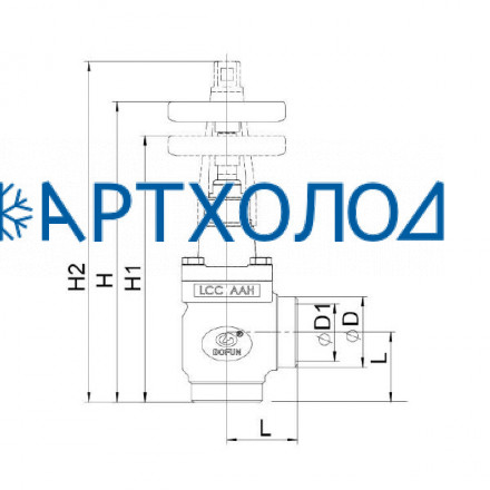Запорный вентиль угловой SVD-A DN25 (комплектация с маховиком) Dofun