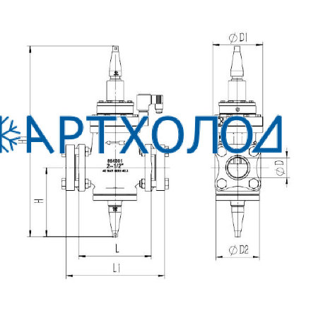 Сервоприводный клапан с пилотным управлением после себя OPRV-1N DN50 (соленоид на открытие) Dofun