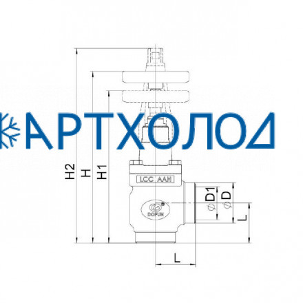 Обратно-запорный клапан SCV-A DN25 угловой (комплектация с маховиком) Dofun