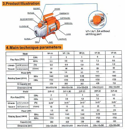 Насос вакуумный одноступенчатый Refmaster VP-4A RefMaster