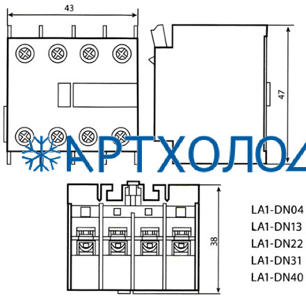 Блок доп. Контактов LA1-DN20 2NO Sassin Блок доп. Контактов LA1-DN20 2NO Sassin
