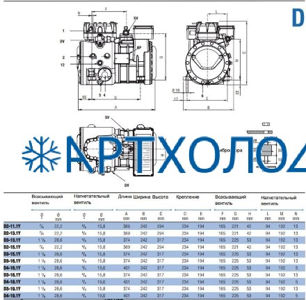 Компрессор D3-13.1Y (R-404A, R-507, R-134a, R-407C MBP) Frascold Компрессор D3-13.1Y (R-404A, R-507, R-134a, R-407C MBP) Frascold