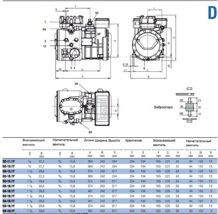 Компрессор D3-18.1Y (R-404A, R-507, R-134a, R-407C LBP) Frascold