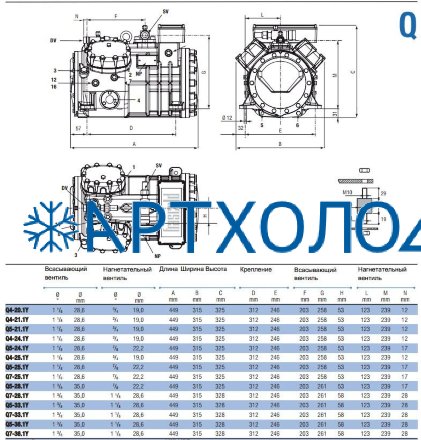 Компрессор Q7-25.1Y (R-404A, R-507, R-134a, R-407C MBP) Frascold